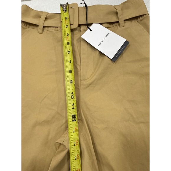 Who What Wear Wide Leg Pants Womens 6 Khaki High Rise Belted Cotton NWT - Picture 3 of 8